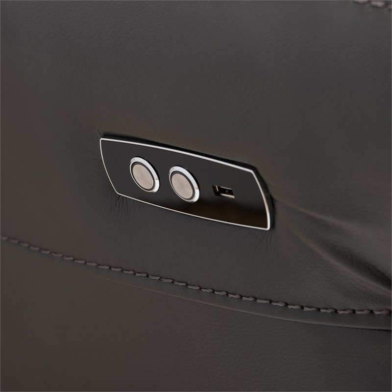 Baxton Studio Amaris 5 Piece Leather Reclining Sectional in Gray