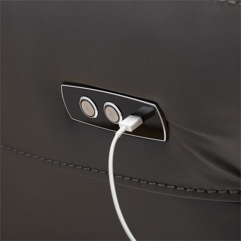 Baxton Studio Amaris 5 Piece Leather Reclining Sectional in Gray