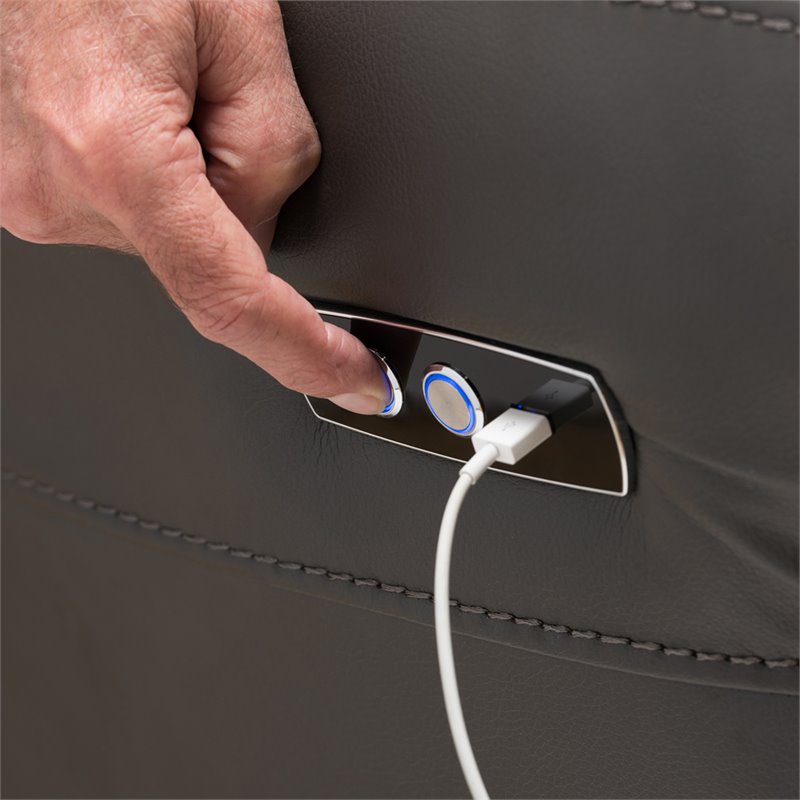 Baxton Studio Amaris 5 Piece Leather Reclining Sectional in Gray