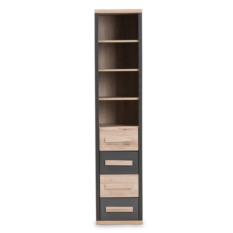 Baxton Studio Pandora 4 Drawer Storage Unit in Gray and Oak Brown