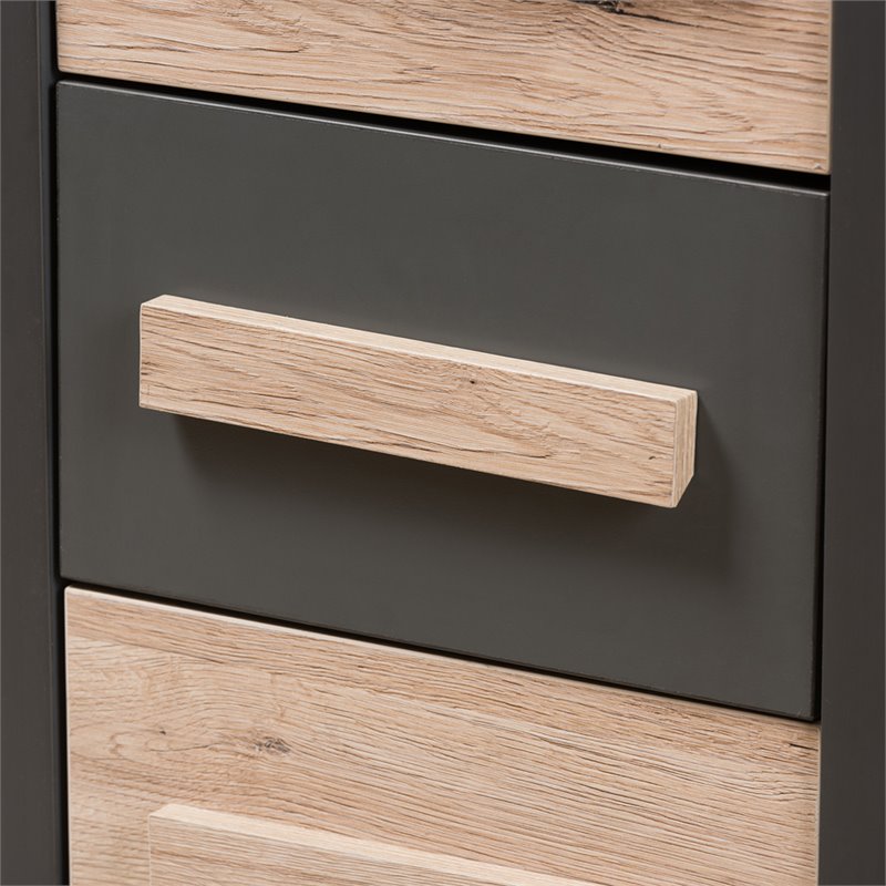 Baxton Studio Pandora 4 Drawer Storage Unit in Gray and Oak Brown