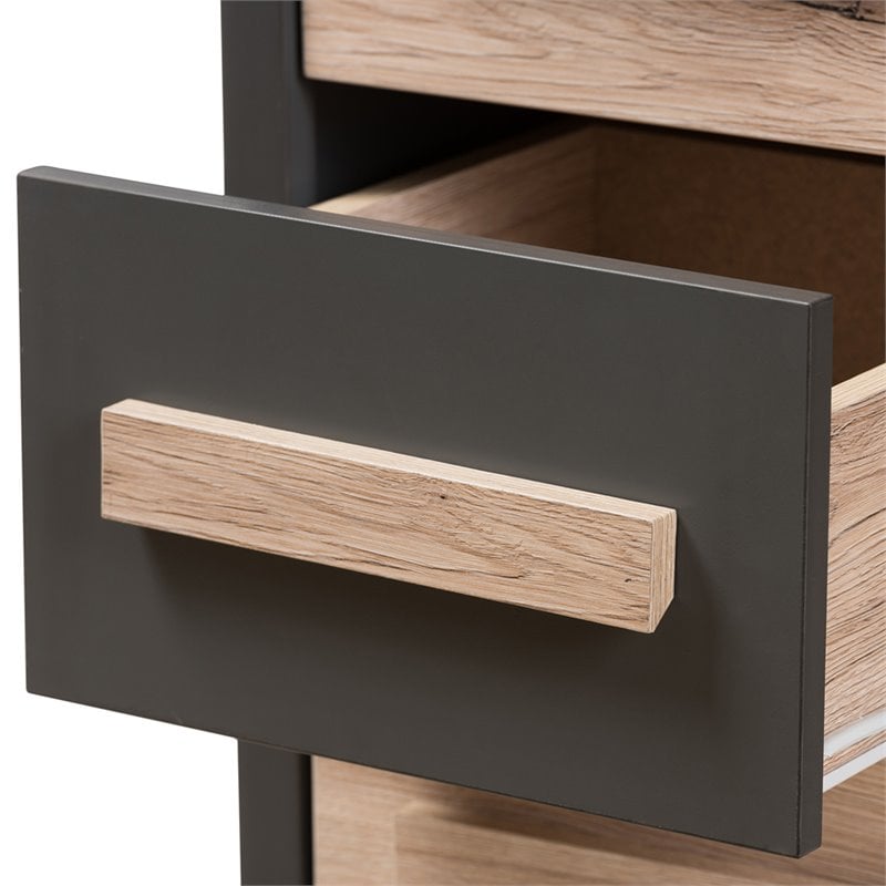 Baxton Studio Pandora 4 Drawer Storage Unit in Gray and Oak Brown