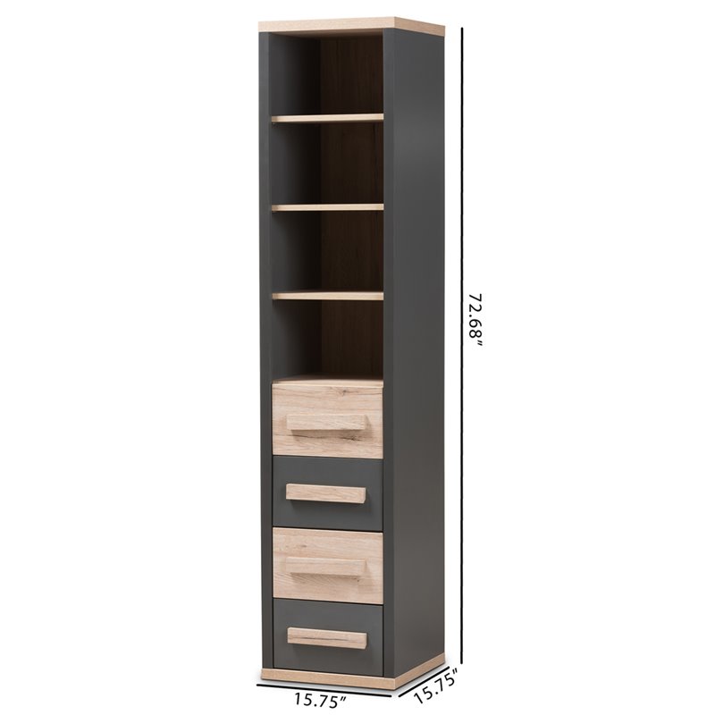 Baxton Studio Pandora 4 Drawer Storage Unit In Gray And Oak Brown
