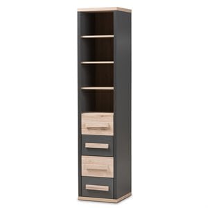 Baxton Studio Pandora 4 Drawer Storage Unit in Gray and Oak Brown