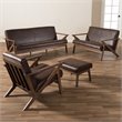 Baxton Studio Bianca 4 Piece Upholstered Sofa Set in Brown and Brown