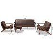 Baxton Studio Bianca 4 Piece Upholstered Sofa Set in Brown and Brown