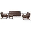 Baxton Studio Bianca 4 Piece Upholstered Sofa Set in Brown and Brown