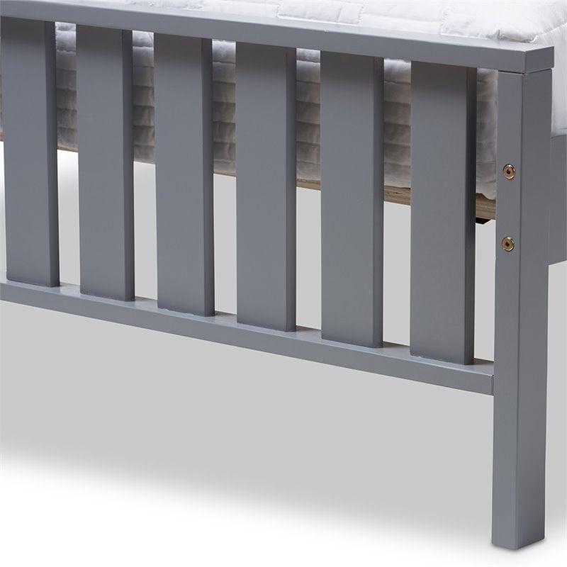 Baxton Studio Harlan Twin Spindle Platform Bed with Trundle in Gray