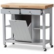 Baxton Studio Hayward Kitchen Cart in Light Gray