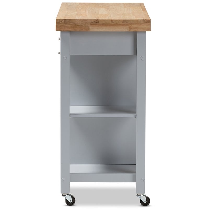 Baxton Studio Hayward Kitchen Cart in Light Gray