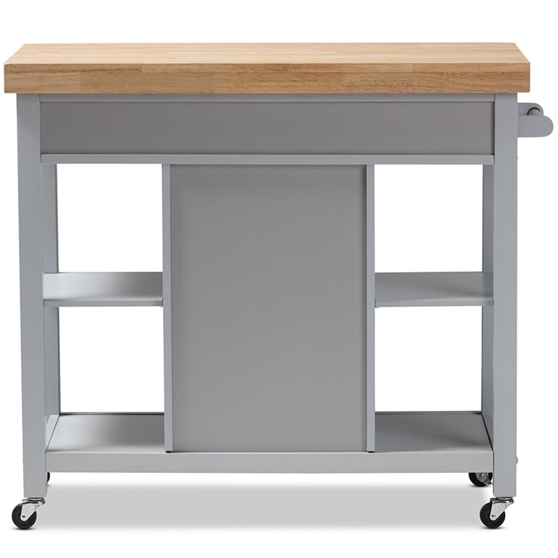 Baxton Studio Hayward Kitchen Cart in Light Gray