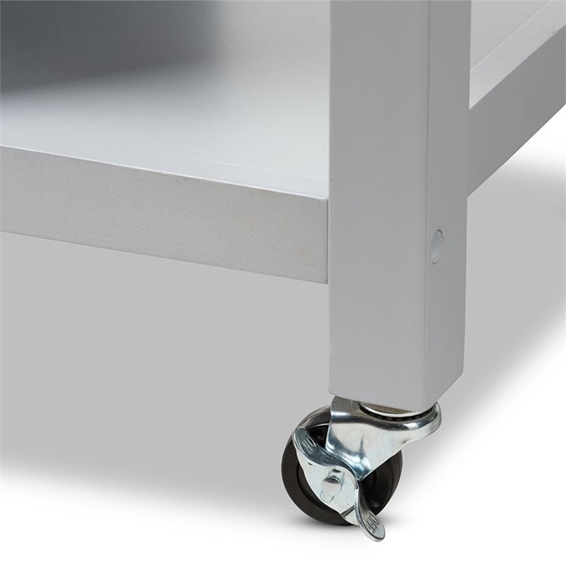 Baxton Studio Hayward Kitchen Cart in Light Gray