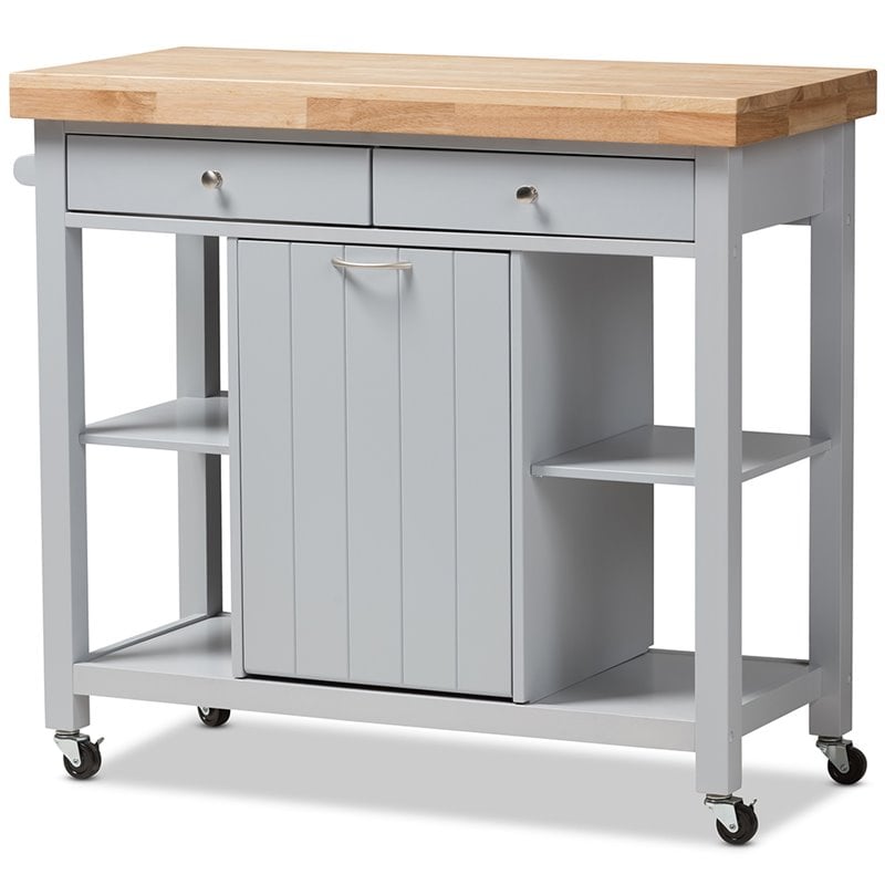 Baxton Studio Hayward Kitchen Cart in Light Gray