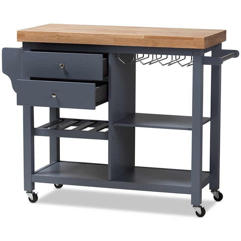 Baxton Studio Sunderland Kitchen Cart in Gray