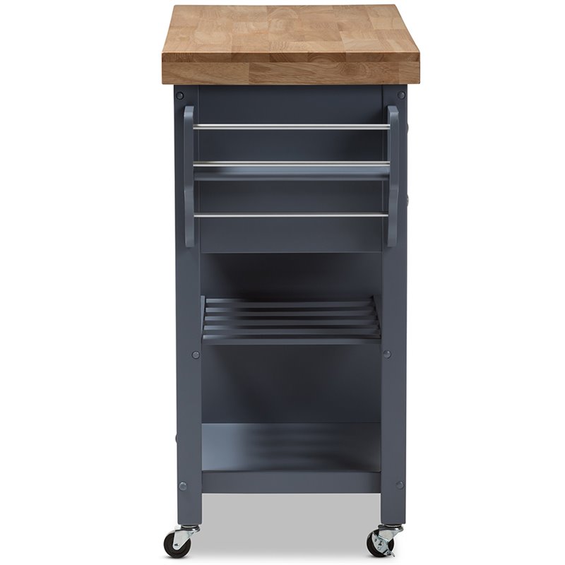 Baxton Studio Sunderland Kitchen Cart in Gray