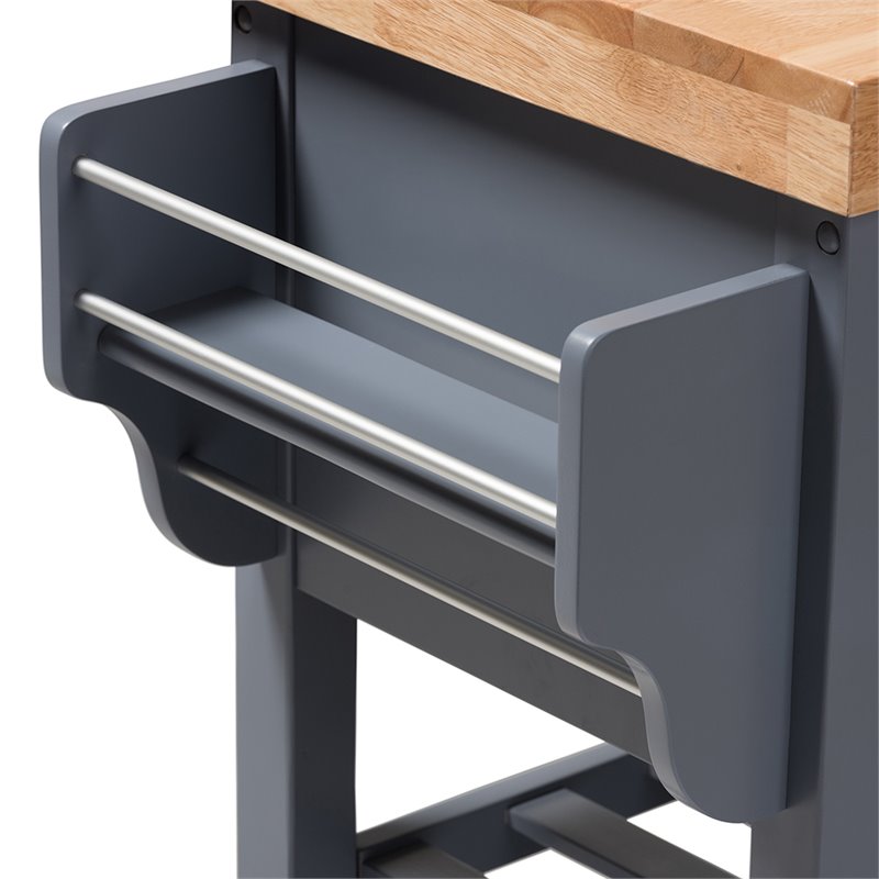 Baxton Studio Sunderland Kitchen Cart in Gray