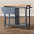 Baxton Studio Sunderland Kitchen Cart in Gray
