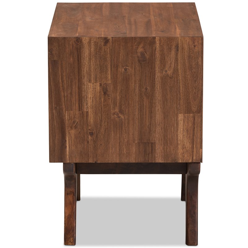 Baxton Studio Sierra 2 Drawer Nightstand in Brown and Rain Oak