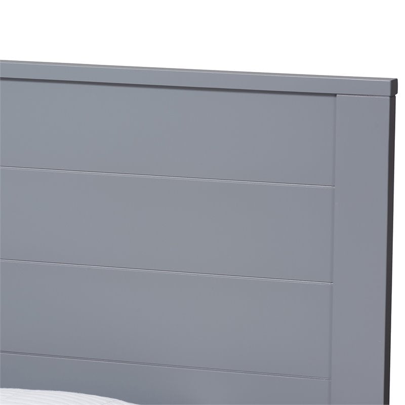 Baxton Studio Catalina Twin Platform Panel Bed with Trundle in Gray
