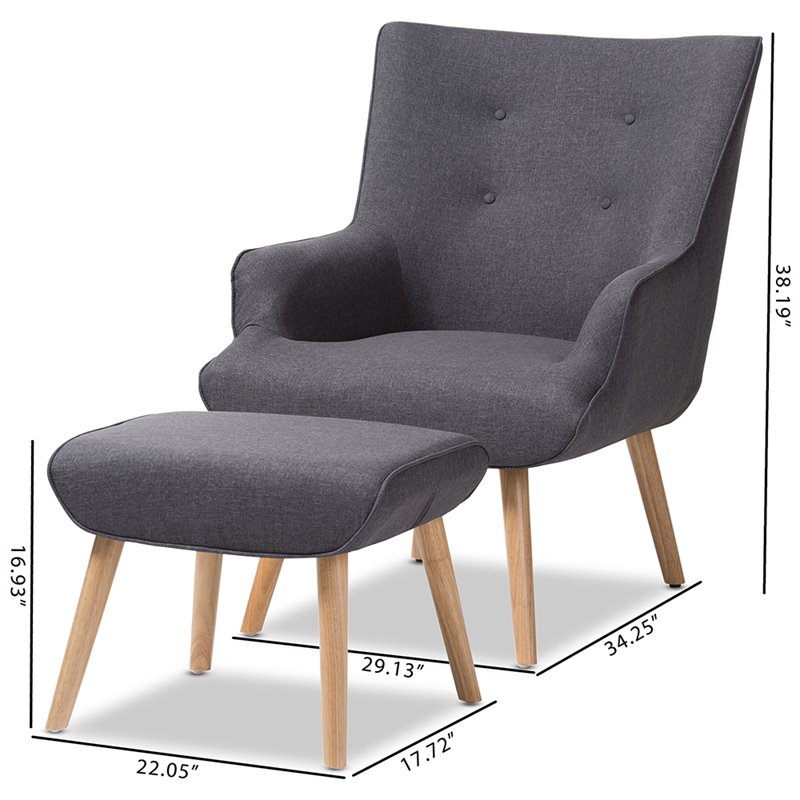 Baxton Studio Alden Tufted Accent Chair and Ottoman Set in ...