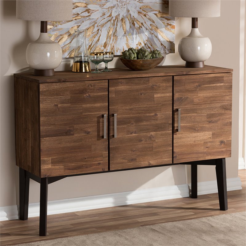 Baxton Studio Selena Sideboard in Caramel Brown and Dark Brown