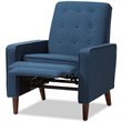 Baxton Studio Mathias Tufted Recliner in Blue and Walnut