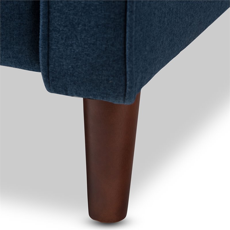 Baxton Studio Mathias Tufted Recliner in Blue and Walnut