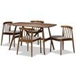 Baxton Studio Wyatt 5 Piece Dining Set in Beige and Walnut Brown