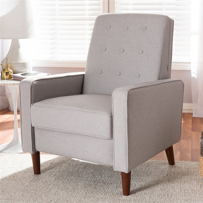 Baxton Studio Mathias Tufted Recliner in Light Gray