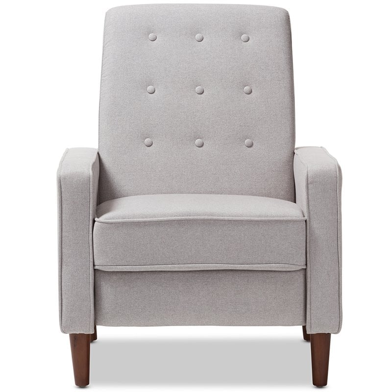 Baxton Studio Mathias Tufted Recliner in Light Gray