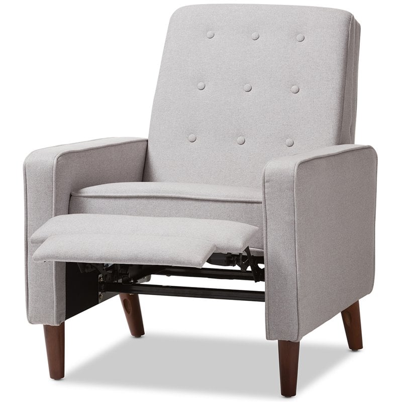 Baxton Studio Mathias Tufted Recliner in Light Gray