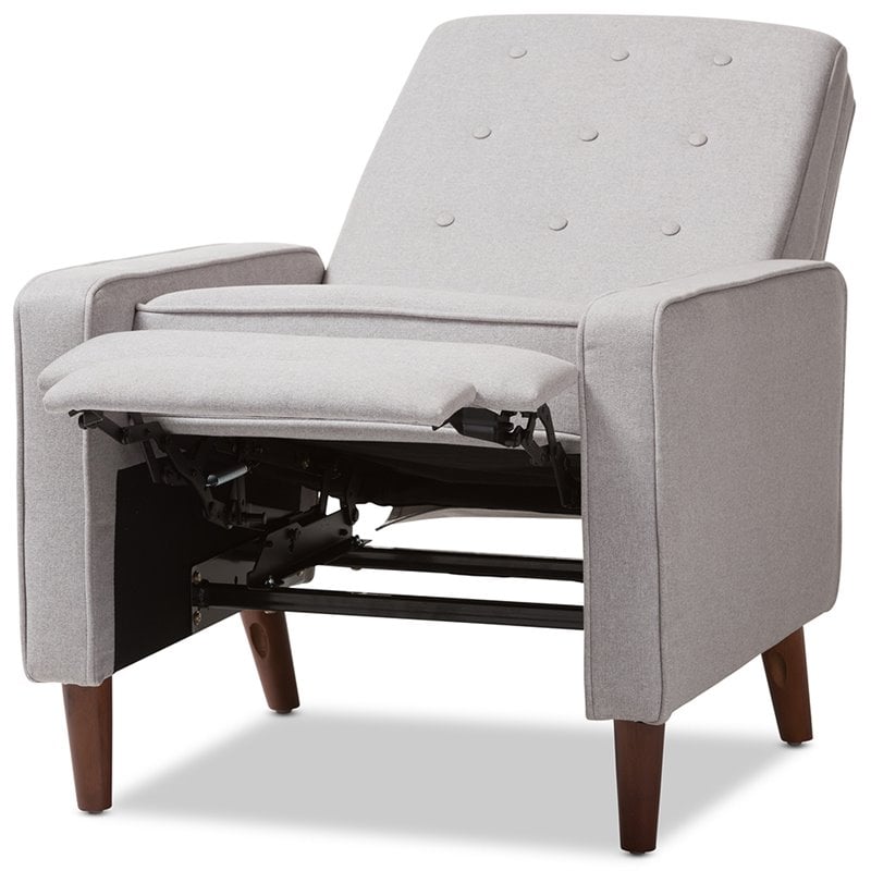 Baxton Studio Mathias Tufted Recliner in Light Gray