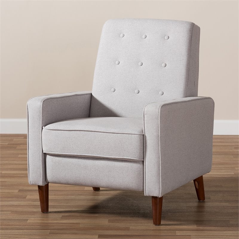 Baxton Studio Mathias Tufted Recliner in Light Gray