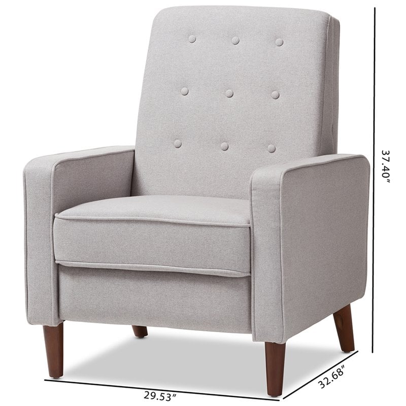 Baxton Studio Mathias Tufted Recliner in Light Gray