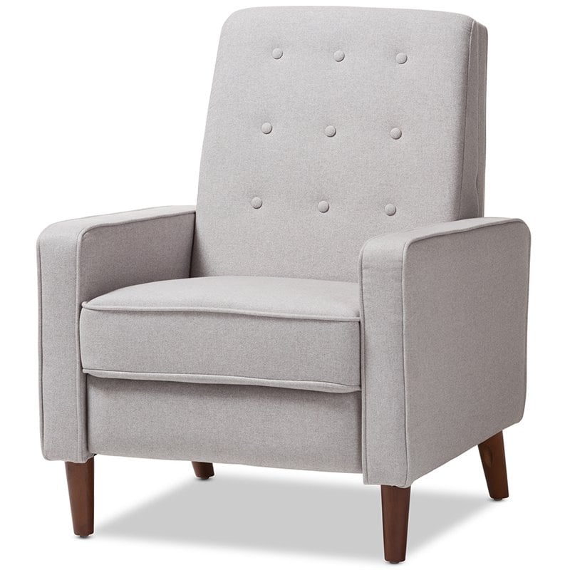 Baxton Studio Mathias Tufted Recliner in Light Gray