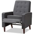 Baxton Studio Mathias Tufted Recliner in Gray and Walnut