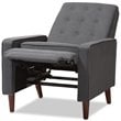 Baxton Studio Mathias Tufted Recliner in Gray and Walnut