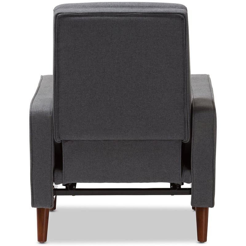 Baxton Studio Mathias Tufted Recliner in Gray and Walnut
