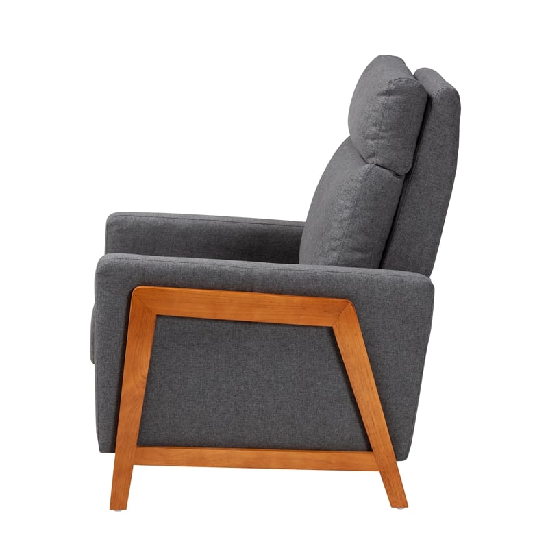 Baxton Studio Halstein Gray Fabric and Walnut Brown Finished Wood Lounge Chair