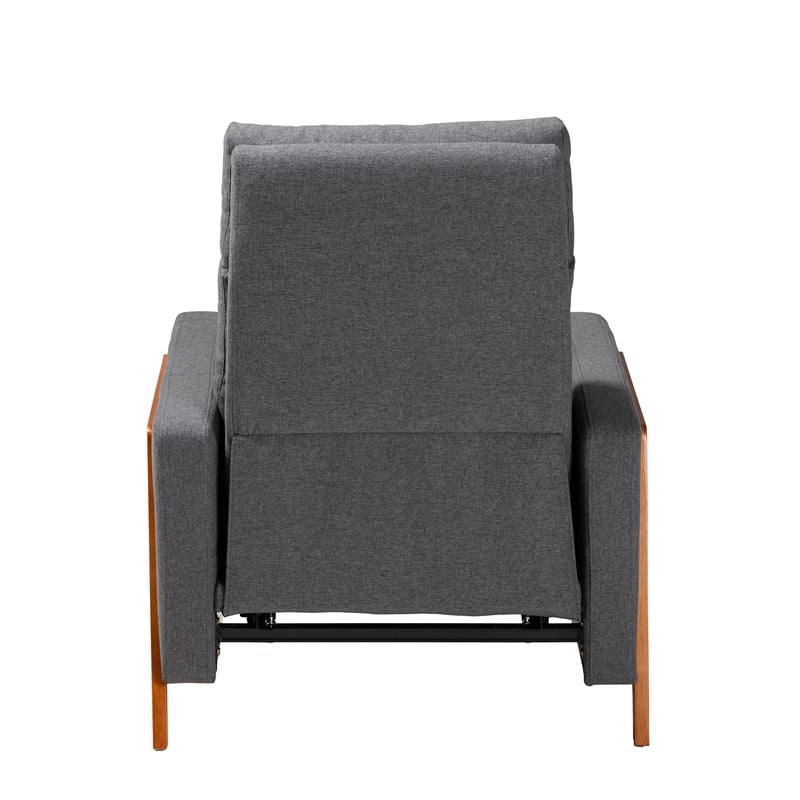 Baxton Studio Halstein Gray Fabric and Walnut Brown Finished Wood Lounge Chair