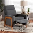 Baxton Studio Halstein Gray Fabric and Walnut Brown Finished Wood Lounge Chair