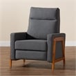 Baxton Studio Halstein Gray Fabric and Walnut Brown Finished Wood Lounge Chair