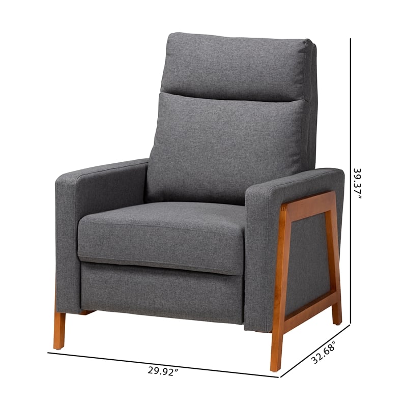 Baxton Studio Halstein Gray Fabric and Walnut Brown Finished Wood Lounge Chair