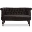 Baxton Studio Flax Velvet Tufted Loveseat in Black
