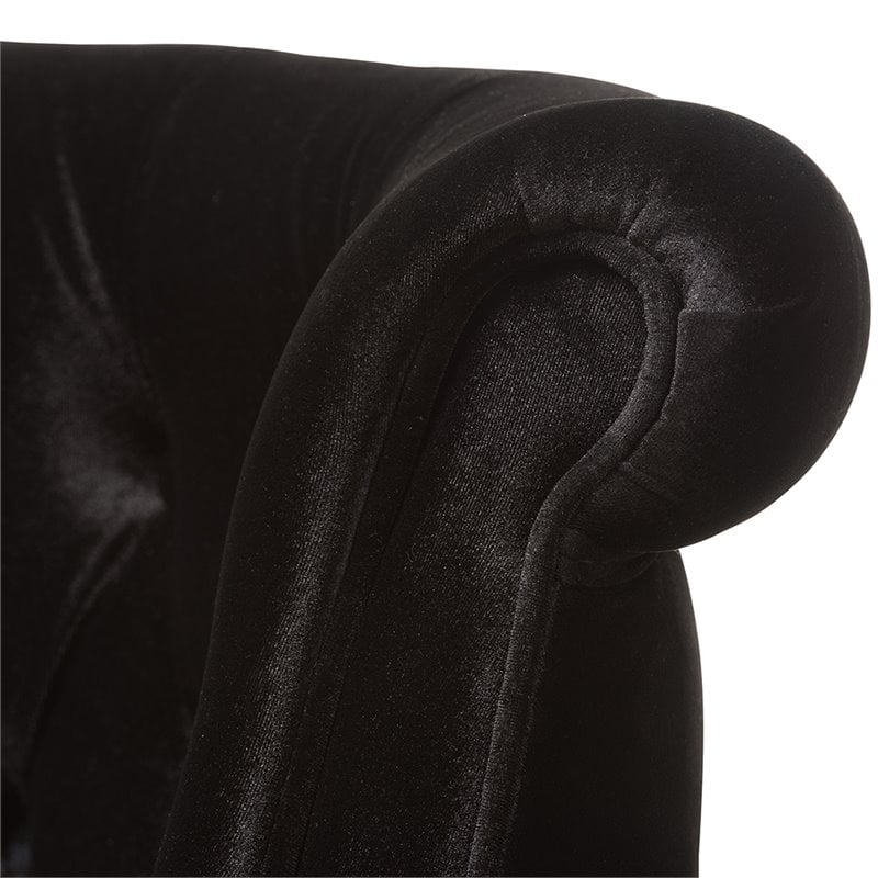 Baxton Studio Flax Velvet Tufted Loveseat in Black