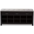 Baxton Studio 10 Cubby Upholstered Shoe Storage Bench in Gray
