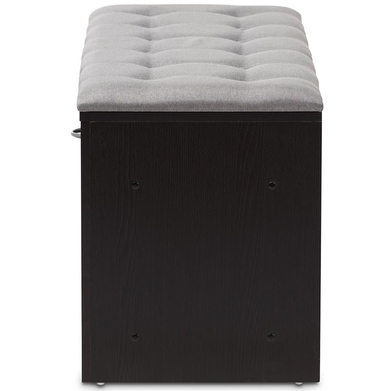 Baxton Studio 10 Cubby Upholstered Shoe Storage Bench in Gray