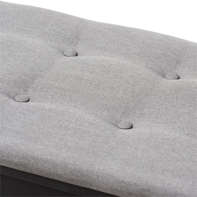 Baxton Studio 10 Cubby Upholstered Shoe Storage Bench in Gray
