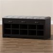 Baxton Studio 10 Cubby Upholstered Shoe Storage Bench in Gray