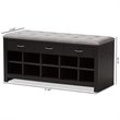 Baxton Studio 10 Cubby Upholstered Shoe Storage Bench in Gray